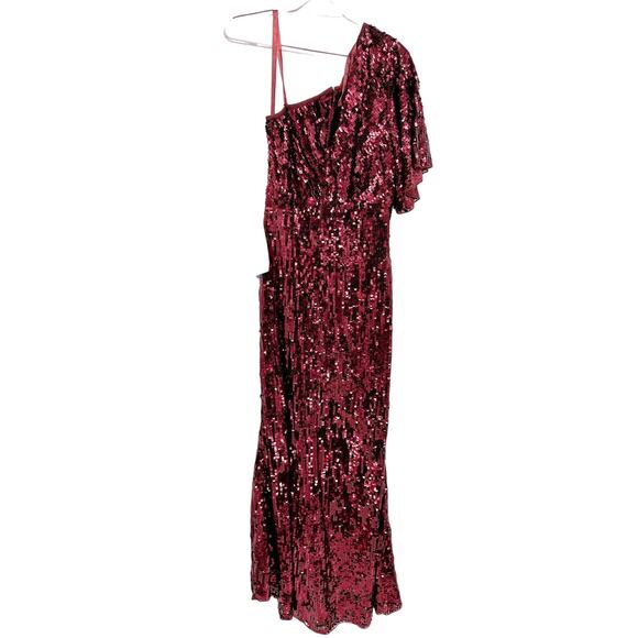 Mac Duggal 93540 Burgundy Embellished Cap Sleeve Cowl Neck Trumpet Gown 12 - Picture 7 of 7
